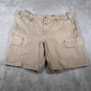 Duluth Trading Shorts Mens 46 Khaki Flex Fire Hose Cargo Work Utility Stretch
